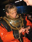 Tina showing where a fish bit her! Tina showing where a fish bit her!